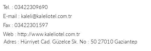 Kaleli Hotel telefon numaralar, faks, e-mail, posta adresi ve iletiim bilgileri
